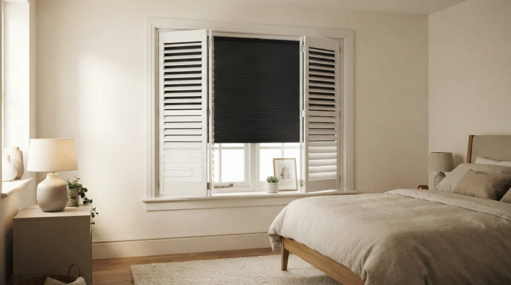 Combine Shutters With Blackout Blinds