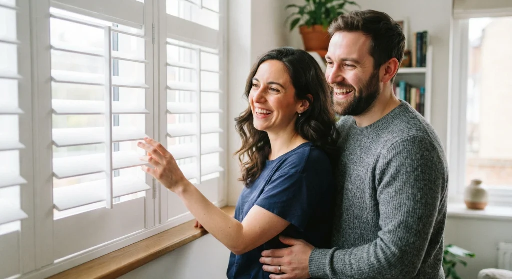 Happy Couple with New Plantation Shutters