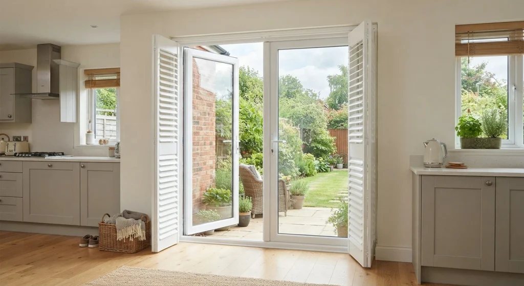 Open Patio Door With Shutters